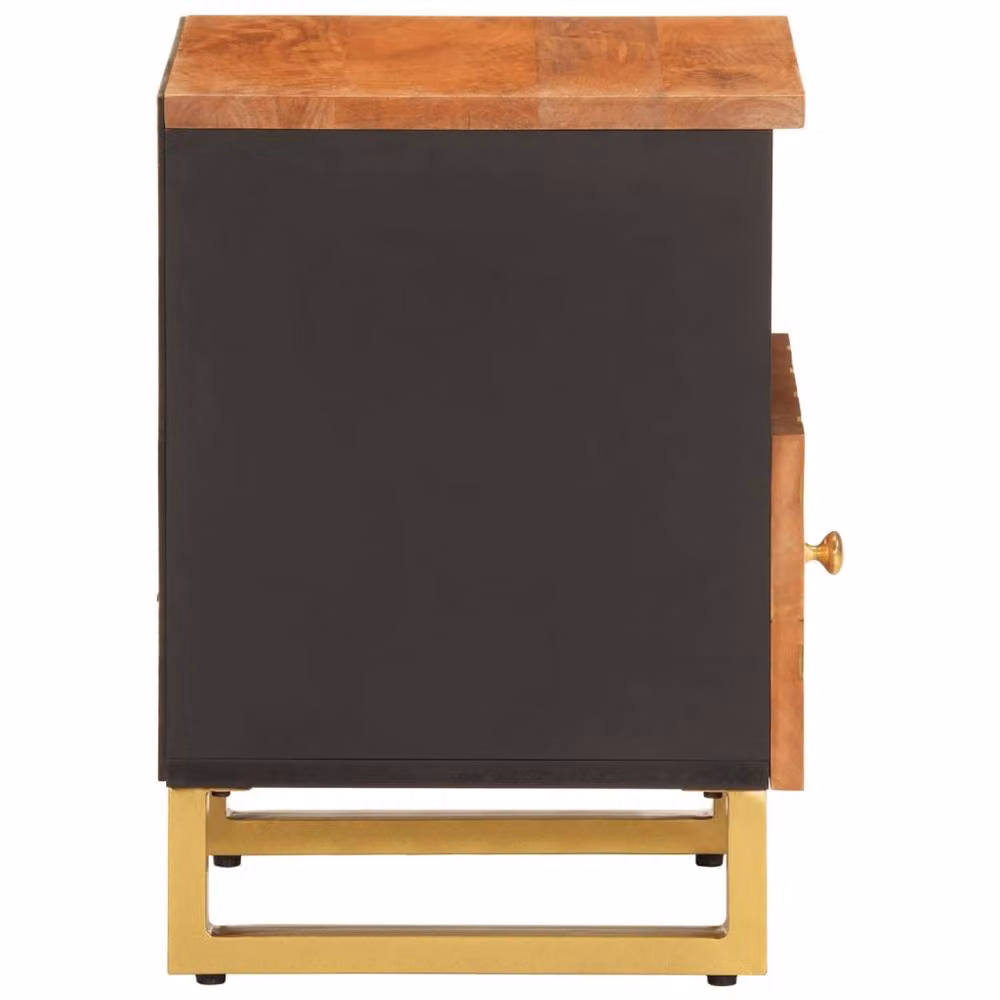 Berkfield Home Beautiful Set of 2 Bedside Cabinets in Brown and Black Solid Mango Wood – 4