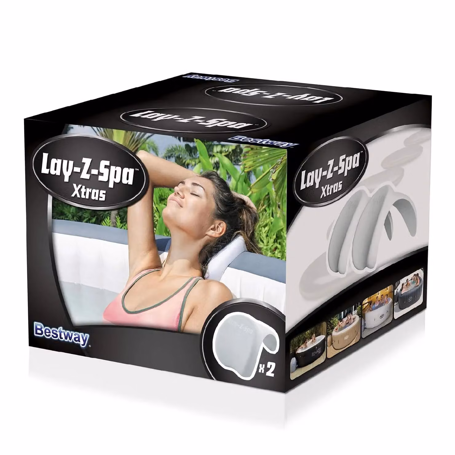 Lay-Z-Spa Head and Neck Pillows, 2 Pack, White and Multicolour – 2