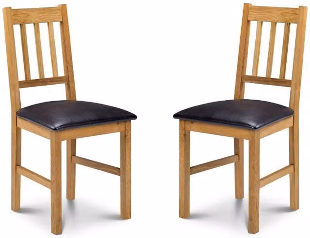 Cheshire Valenza Premium Oak Dining Chairs, Set of 2, Brown Synthetic Leather and Oak – 1