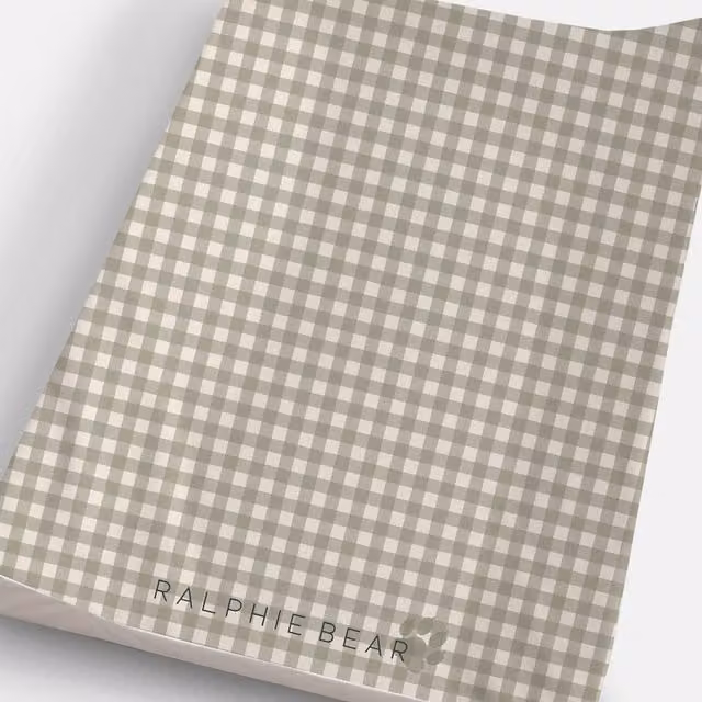 Ralphie Bear Anti Roll Wedge Changing Mat in Gingham Sage Green, W/D/H: 70 x 45 x 8 cm