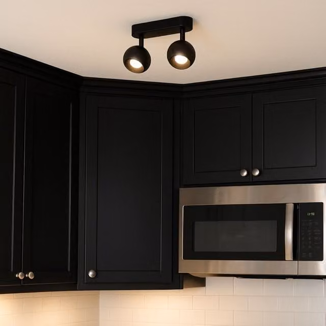CGC Lighting Nieve Matt Black Double Head GU10 Adjustable Surface Mounted Ceiling Spot Light