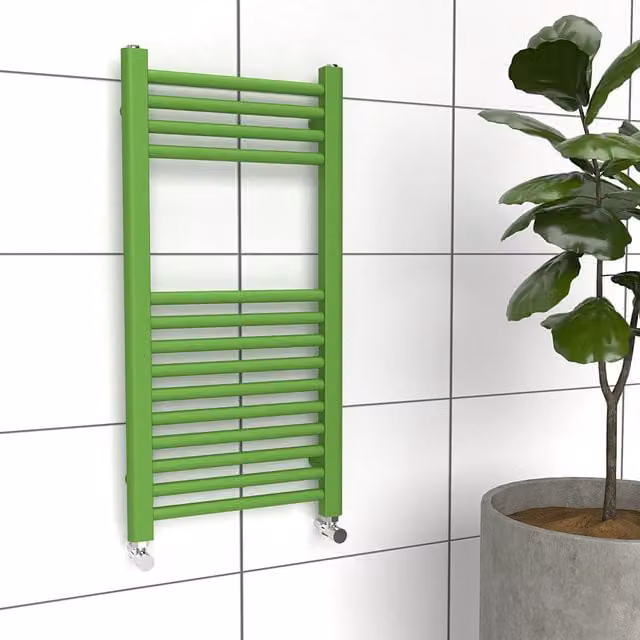 Lux Heat Coloured Steel Towel Radiator in Green, W: 40.0 cm, H: 80.0 cm