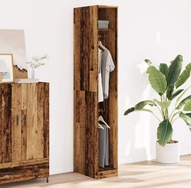 Berkfield Home Old Wood Wardrobe in Brown, W/D/H: 30 x 50 x 200 cm