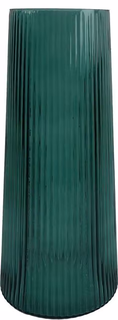 Leaf Modern Striped Green Glass Tabletop Vase