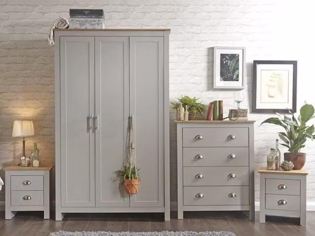 GFW Lancaster 4 Piece Grey and Oak Bedroom Furniture Set – 1