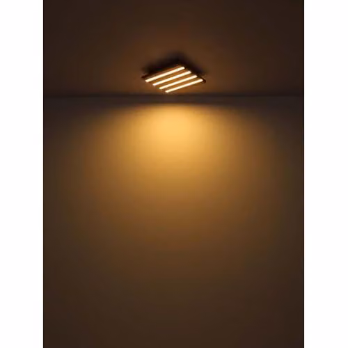 Globo Lighting Modern Square LED Ceiling Light in Black and Brown Wood – 4
