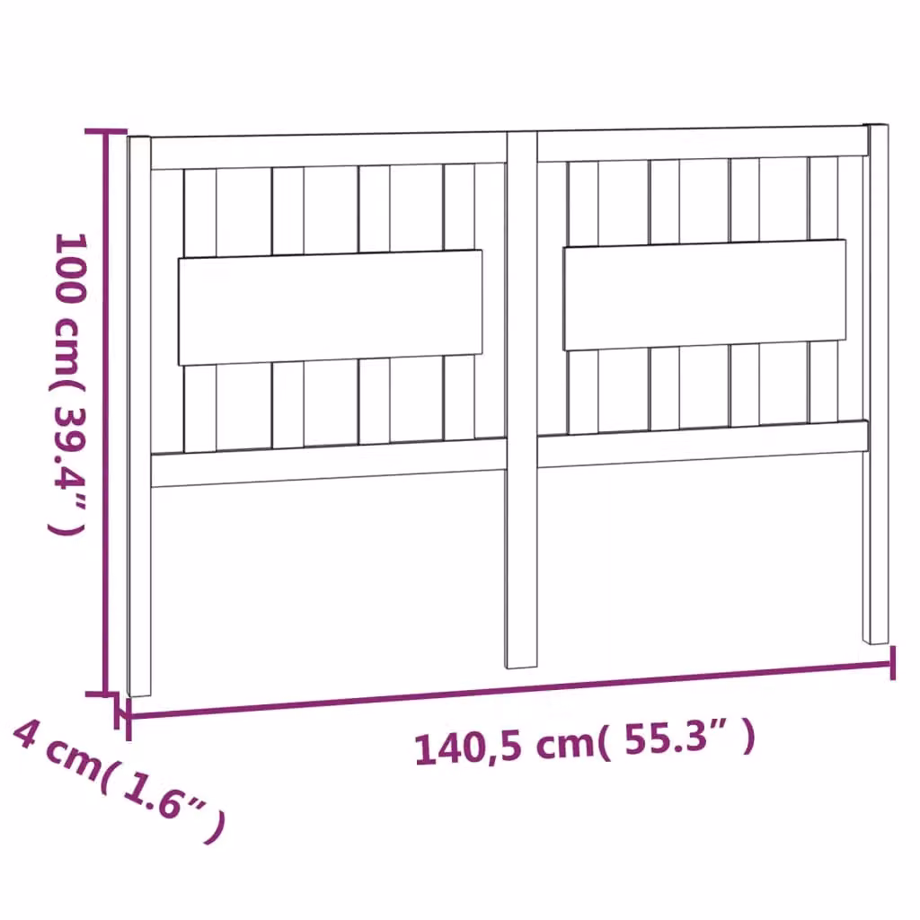 Berkfield Home Rustic Solid Pine Bed Headboard, Brown, W: 140.5 cm, D: 4 cm, H: 100 cm – 2