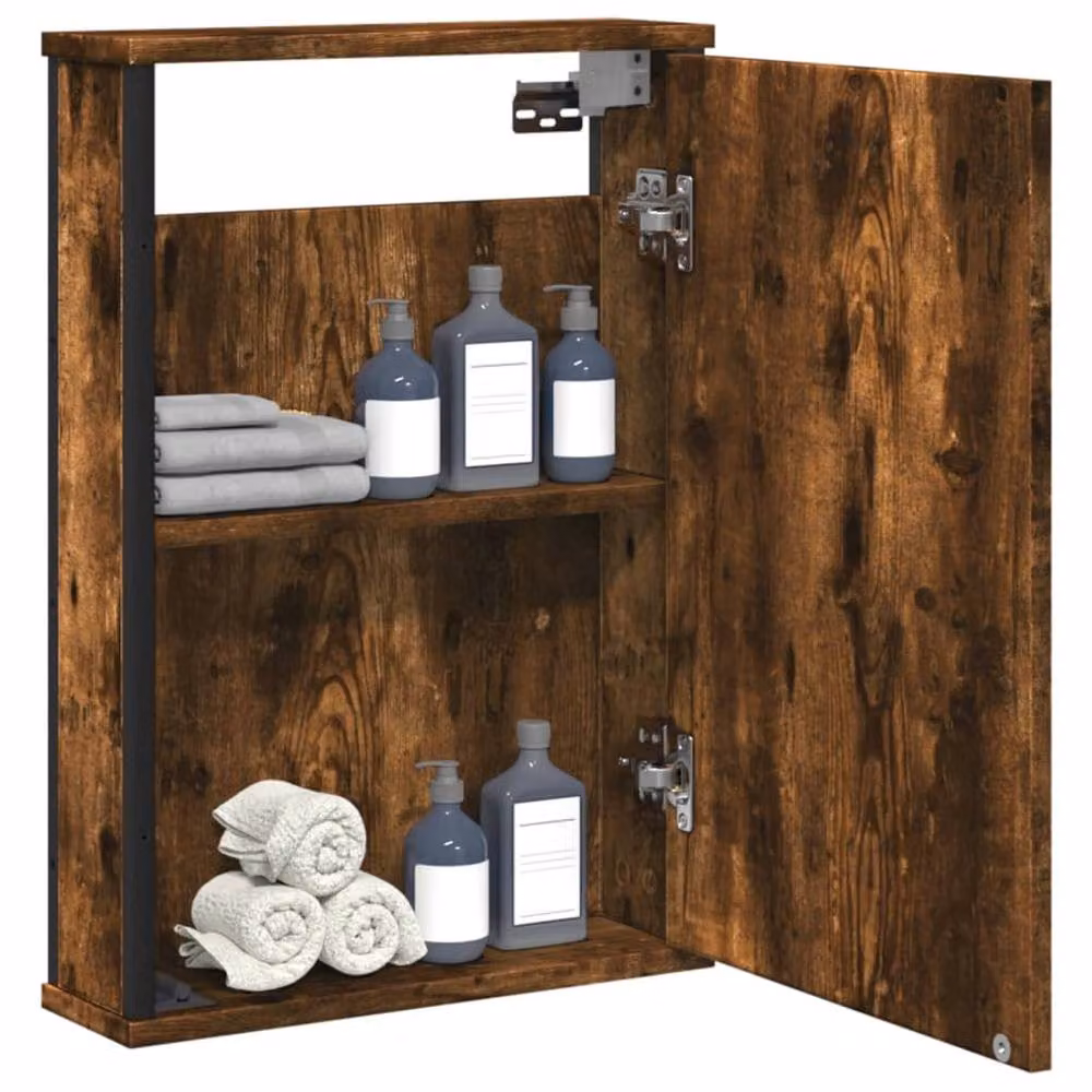 Berkfield Home Smoked Oak Bathroom Mirror Cabinet in Brown, W/D/H: 42 x 12 x 60 cm – 2