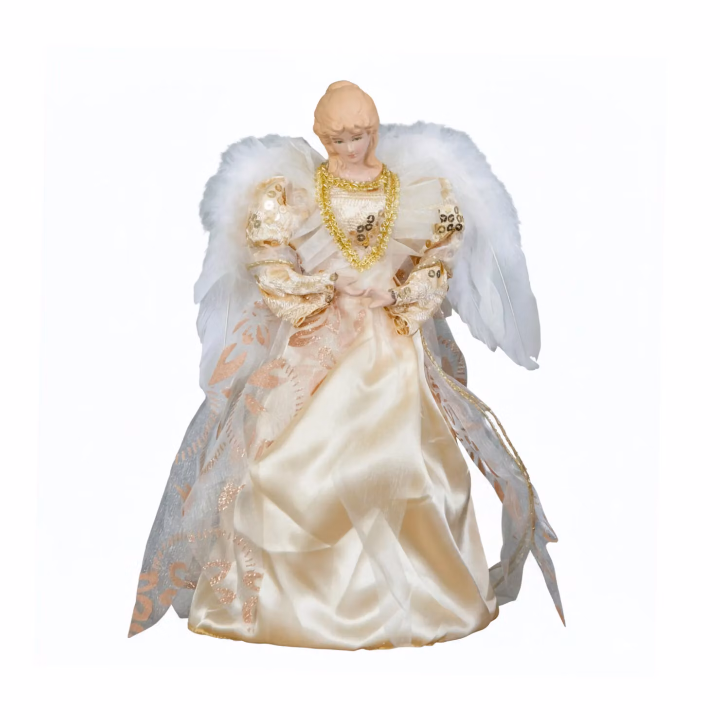 Samuel Alexander Gold Angel Christmas Tree Topper with Feather Wings, Height: 30 cm – 4