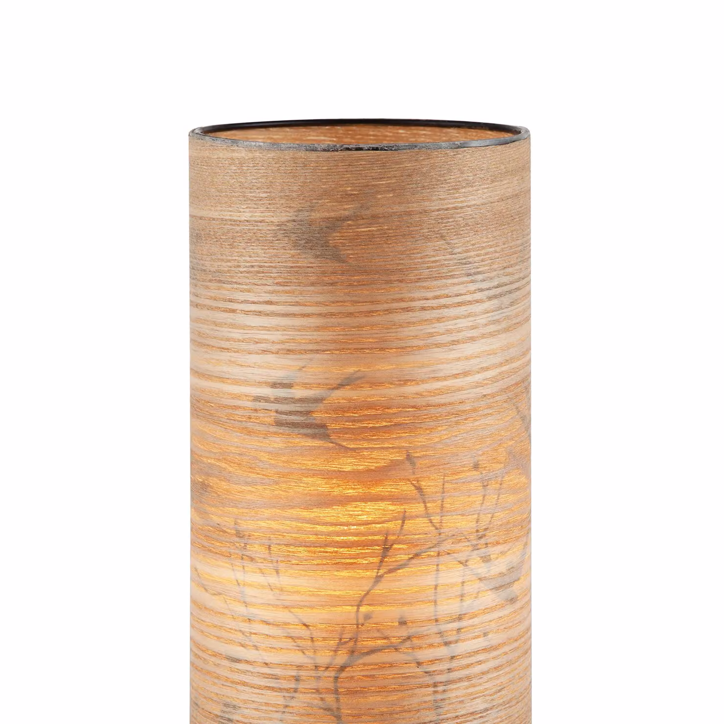 Happy Homewares Bamboo Wood Effect Table Lamp in Brown with Black Bird and Tree Design – 2