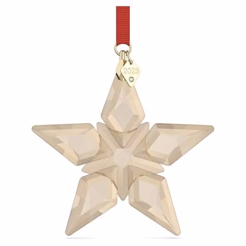 Swarovski Gold and Red Abstract Star Christmas Ornament Tree Topper Pendant
