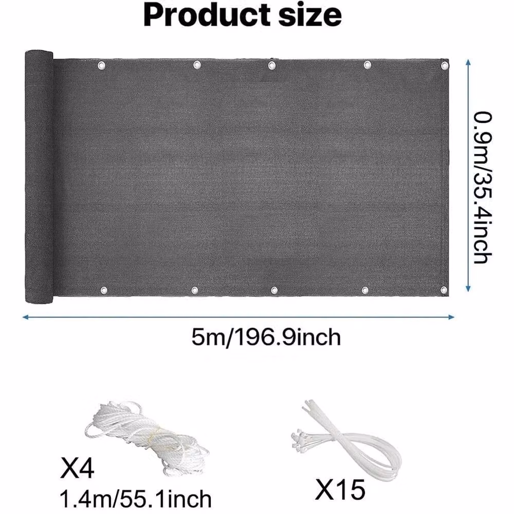 NESTLUNE Grey Semi-Transparent Garden Privacy Netting Windbreak Mat, W: 100 cm, H: 15 cm – 2