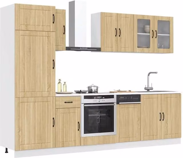 Berkfield Home Kalmar 8 Piece Kitchen Cabinet Set in Sonoma Oak Brown Engineered Wood