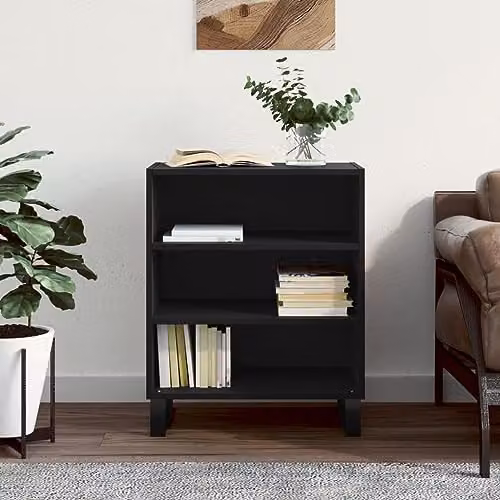 vidaXL Modern Black Sideboard in Matt MDF and Metal, W/D/H: 57 x 35 x 70 cm – 2