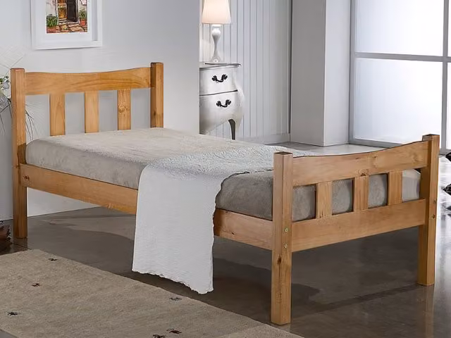 Birlea Miami Antique Pine Wooden Bed Frame, Brown, W/D/H: 90 x 190 cm