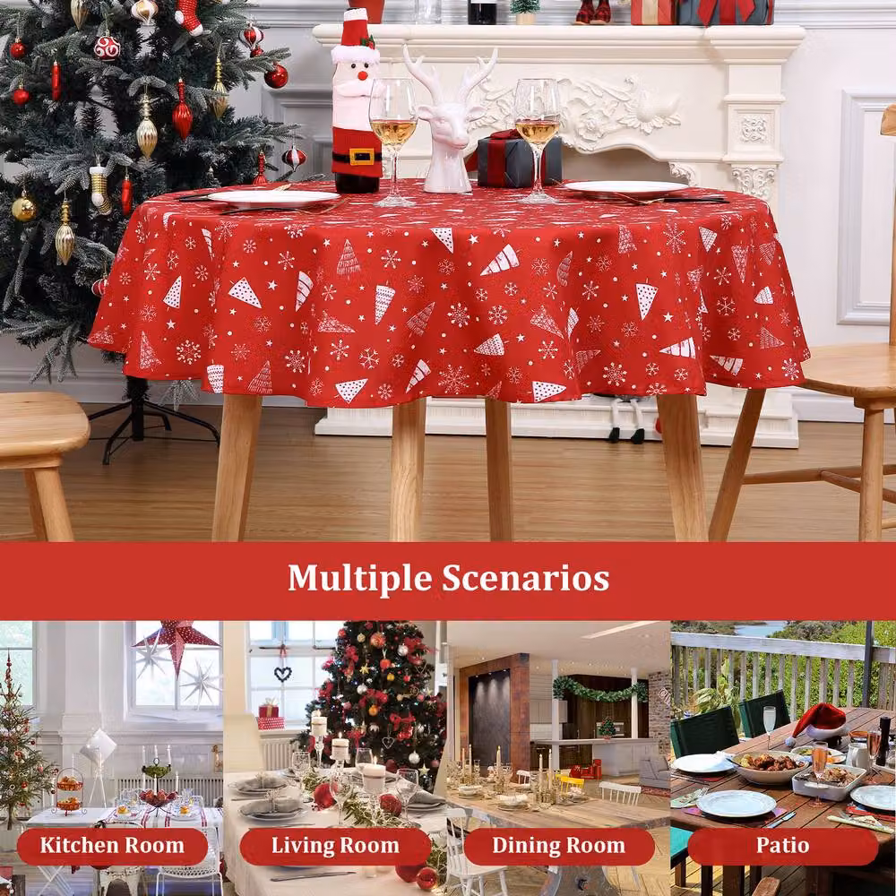 London Boutique Red Christmas Round Tablecloth, Waterproof and Wrinkle-Free, Diameter: 152.4 cm – 3