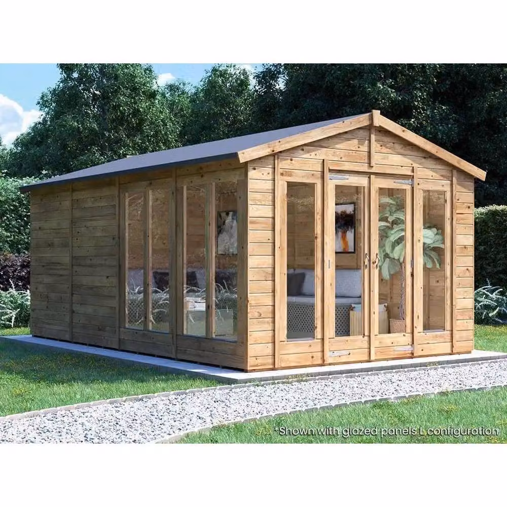Dunster House RagePanda Modular Brown Apex Roof Summerhouse W: 300 cm, D: 480.58 cm – 7