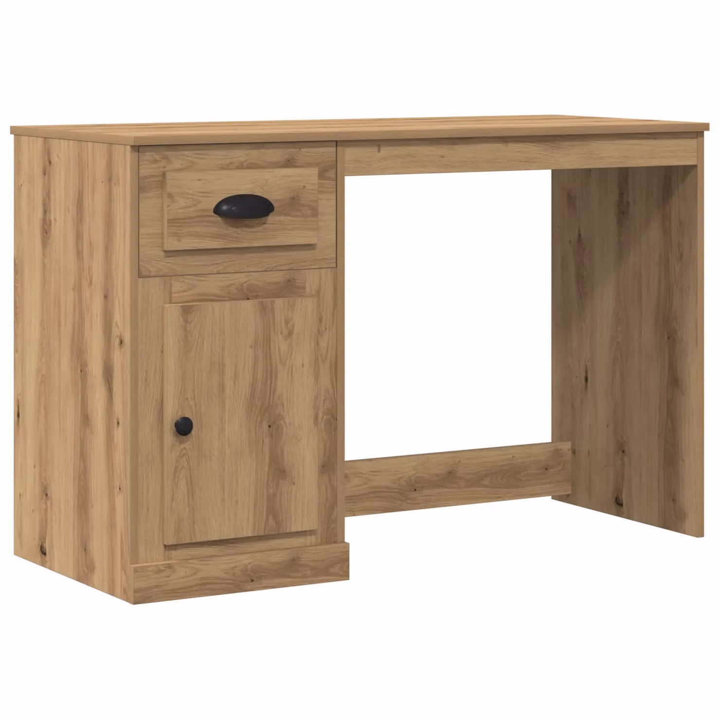 Berkfield Modern Computer Desk in Brown Artisan Oak with Storage, W/D/H: 115 x 50 x 75 cm – 2