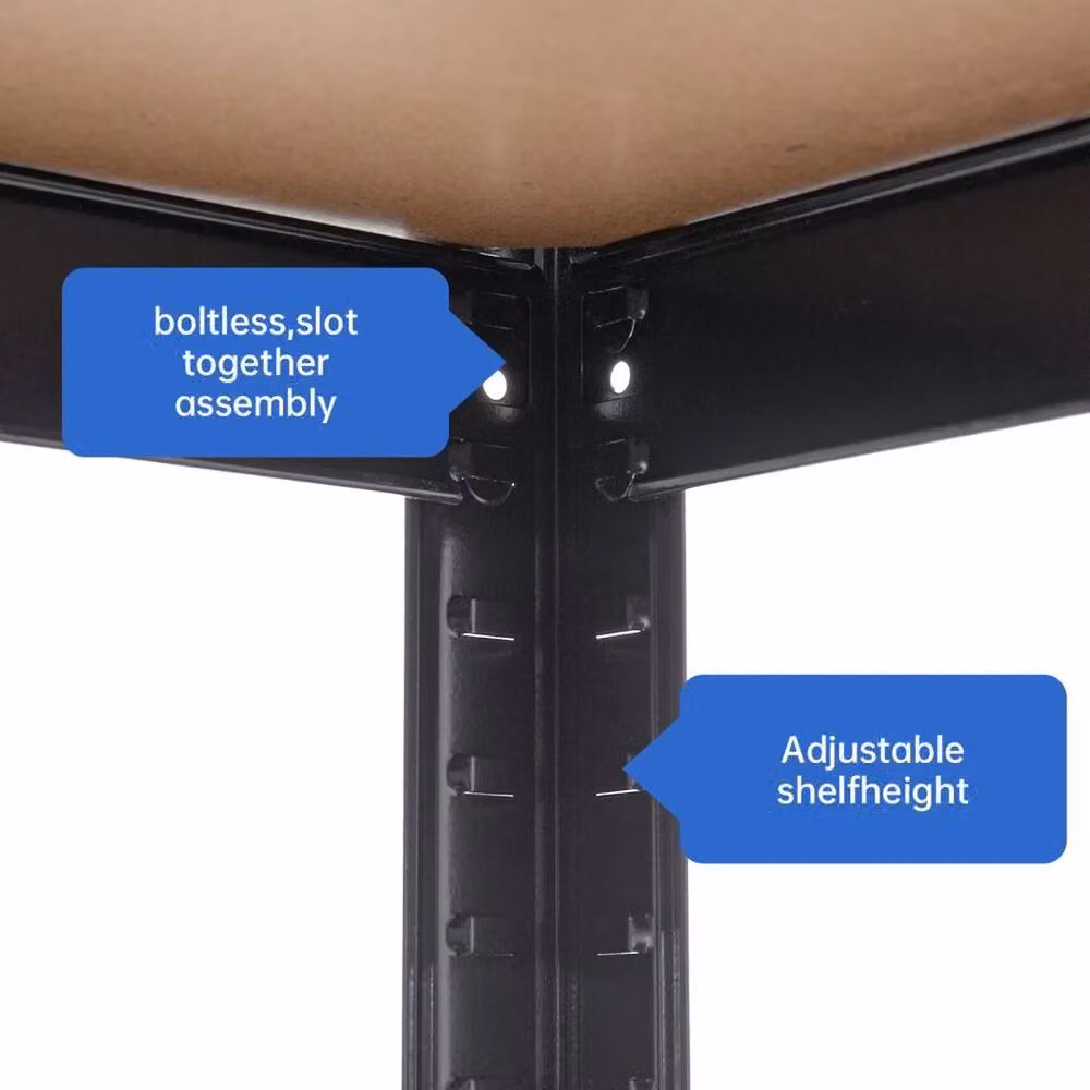 Hinsinc Black Metal and MDF Freestanding Shelving Unit with 5 Adjustable Shelves, W: 50 cm, D: 50 cm, H: 150 cm – 5