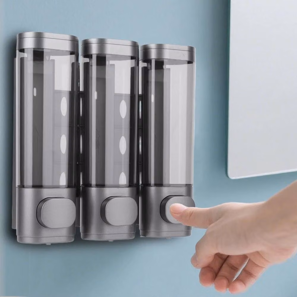 Havendro 3-in-1 Wall Mounted Refillable Shampoo and Conditioner Dispenser, Grey – 4