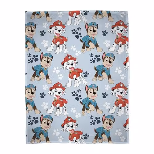 Character World Paw Patrol Officially Licensed Fleece Blanket in Blue with Marshall and Skye – 1