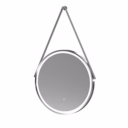 nuie LQ713 Salana Modern Wall Hung Framed LED Touch Sensor Bathroom Mirror in Chrome and Grey