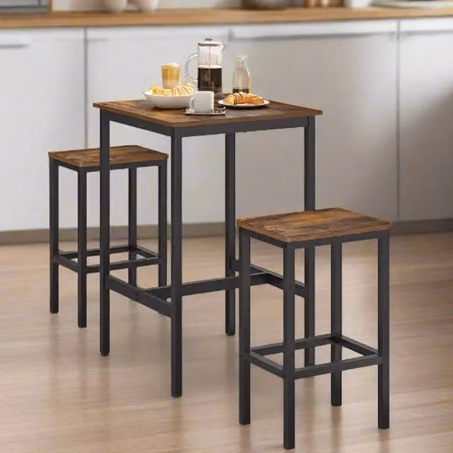 Modcraft Industrial Dining Table and Chairs Set in Brown
