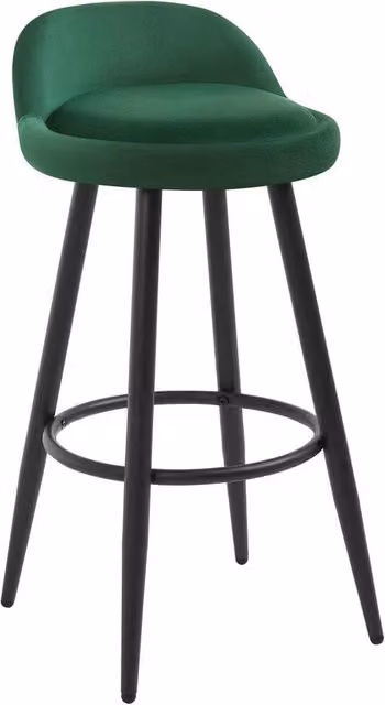 Kelvenix Modern Tall Bar Stool in Dark Green Velvet