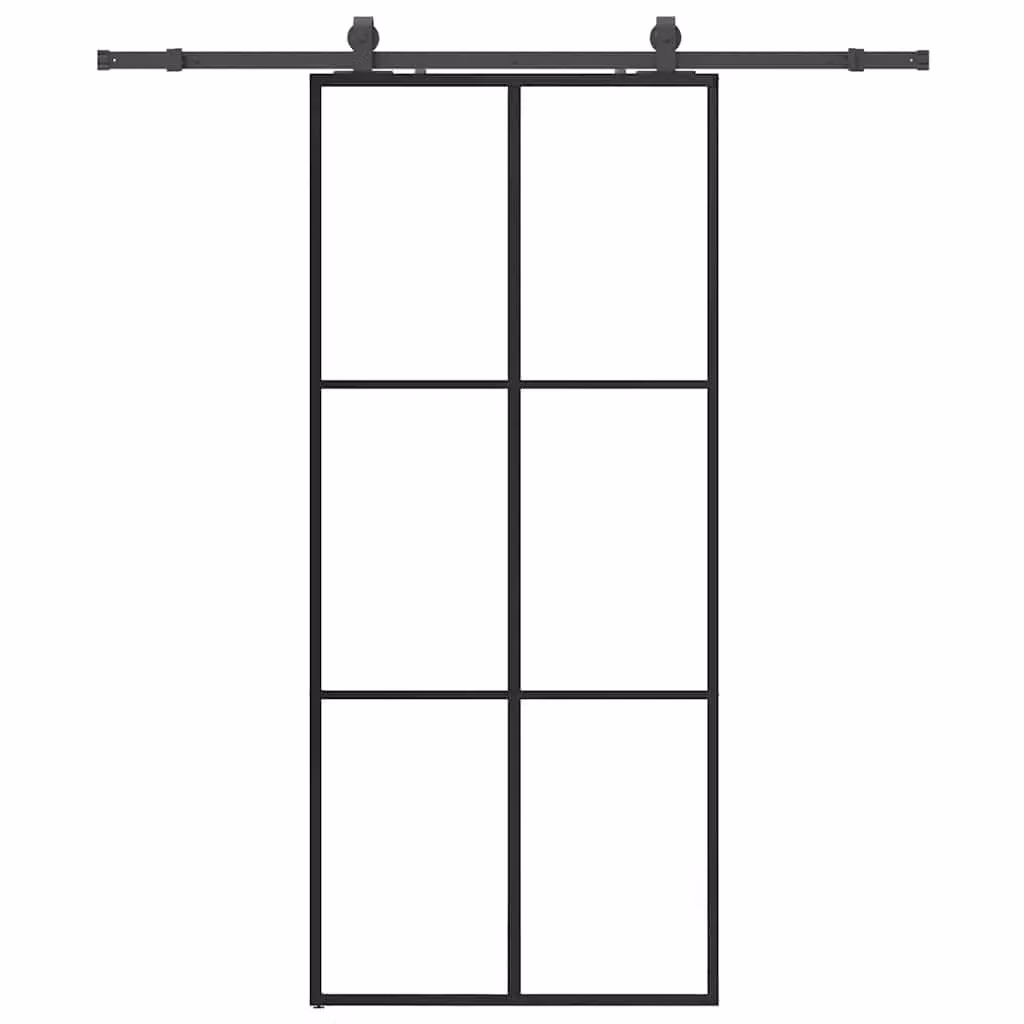 Berkfield Home Modern Sliding Glass Door with Hardware Set in Black, W: 90 cm, H: 205 cm – 2