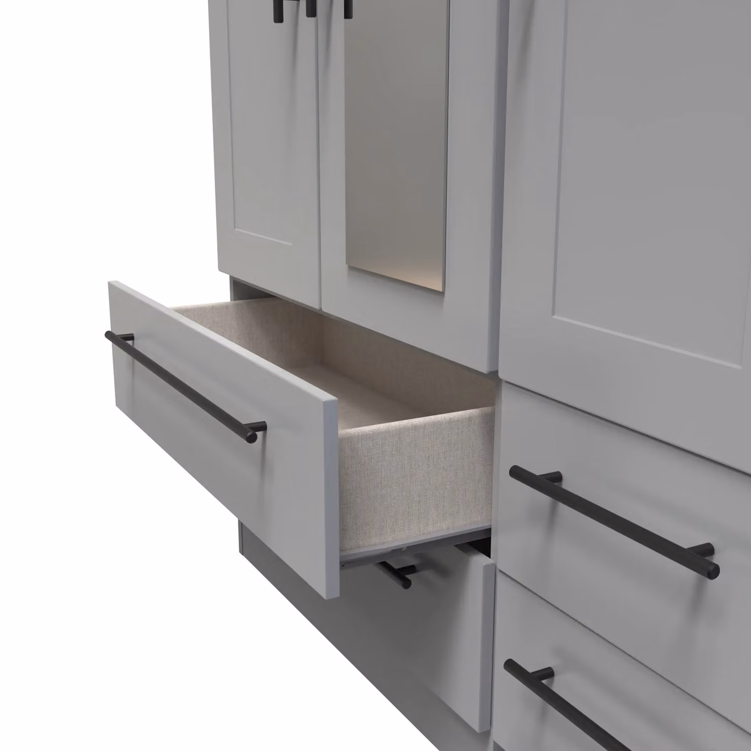 2 U Howard Tall Triple Wardrobe with Mirror and 2 Drawers in Dark Grey, Ready Assembled – 3