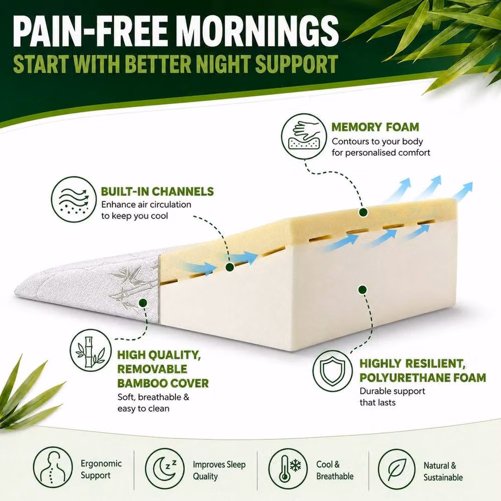 FLAVORA Memory Foam Wedge Pillow for Acid Reflux in White – 3