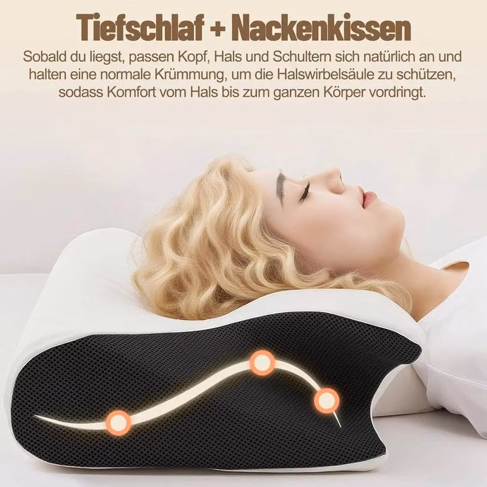 KORVIXA Cooling Memory Foam Orthopedic Pillow for Neck Pain Relief in White, Double Size – 3