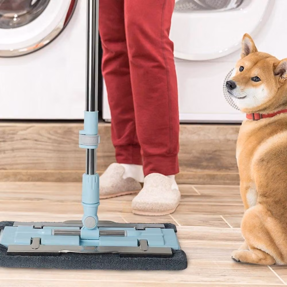 KORVIXA Blue Microfibre Cleaning Flat Mop with Telescopic Handle – 3