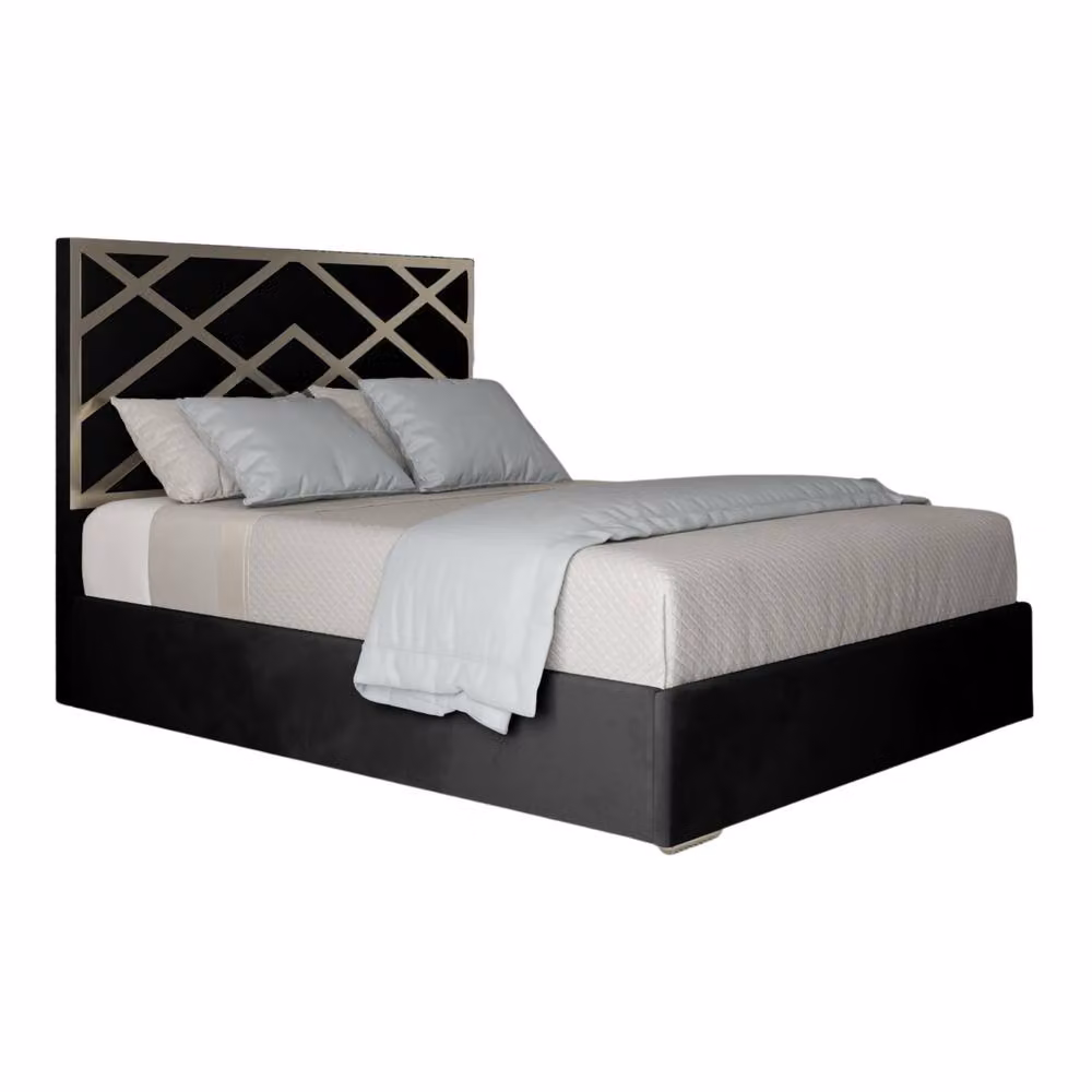 Casani Marden Modern Upholstered Velvet Bed Frame with Metal Accents, W/D/H: 140 x 200 x 127 cm – 2