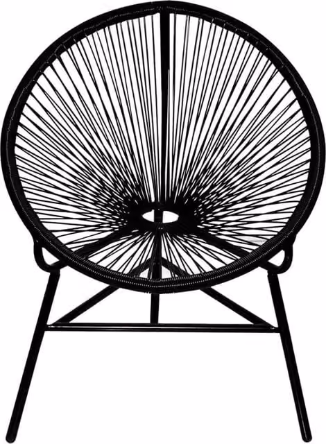 Berkfield Home Garden Moon Chair in Black Poly Rattan with Powder Coated Steel Frame