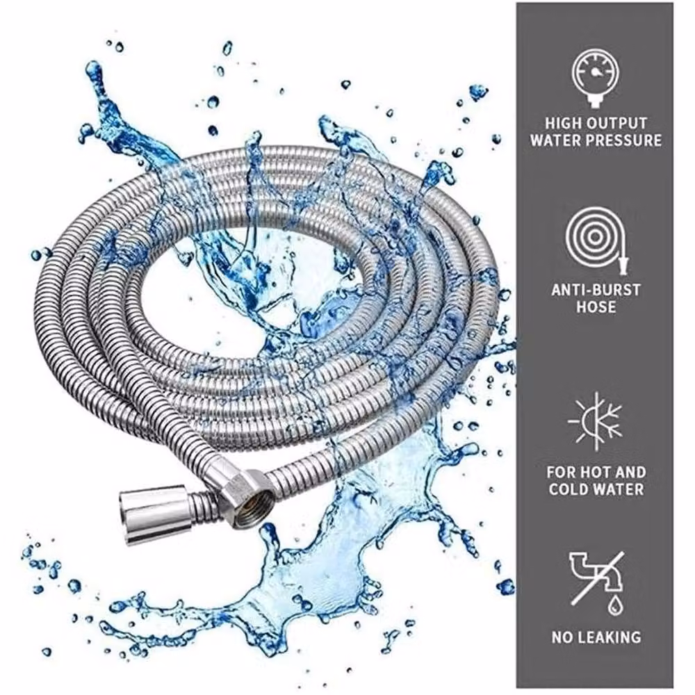 PAWNORA Silver Stainless Steel Shower Hose, 1 m – 3