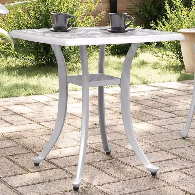 Berkfield Home White Cast Aluminium Garden Table W/D/H: 53 x 53 x 53 cm – 1