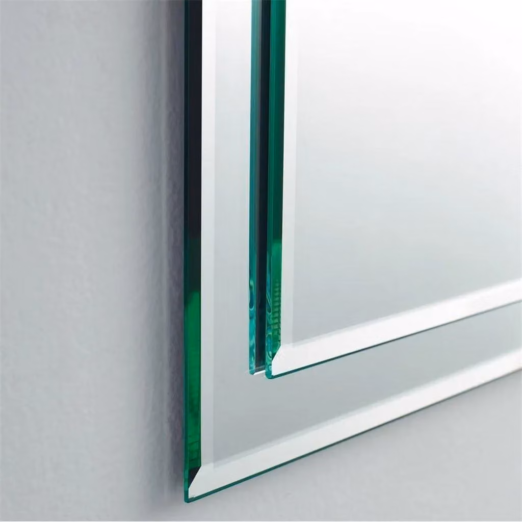 Clifton Deluxe Rectangular Bevelled Edge Bathroom Wall Mirror in Beige and Silver, W: 42 cm, H: 80 cm – 2