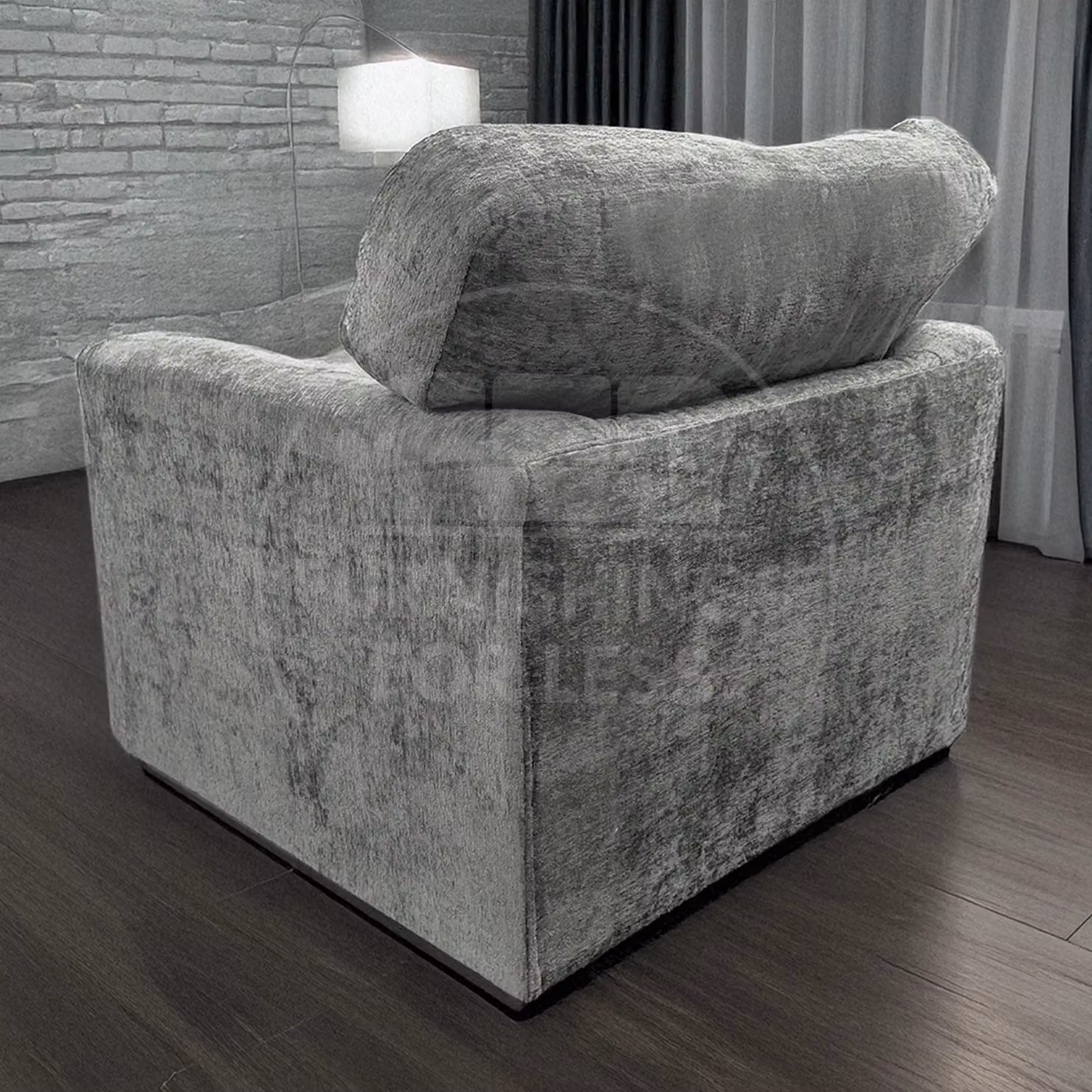 Furnishings For Less UK Monaco Chenille Fabric Single Seater Armchair with Curved Arms in Light Grey – 2