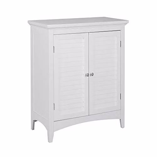 Teamson Home Glancy Collection White Wooden Free Standing Bathroom Cabinet with Hinged Doors and Internal Shelves W/D/H: 33.0 x 33.0 x 81.3 cm – 2