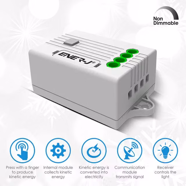 EnerJ Smart 500W RF Non Dimmable Receiver for PRO RANGE Kinetic Switches, White