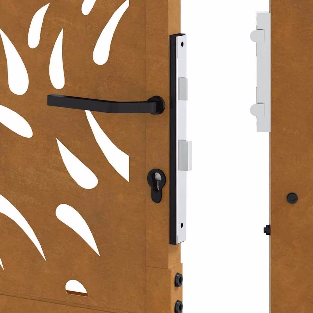 Berkfield Brown Weathering Steel Garden Gate with Flame Design, W: 105 cm, H: 155 cm – 5