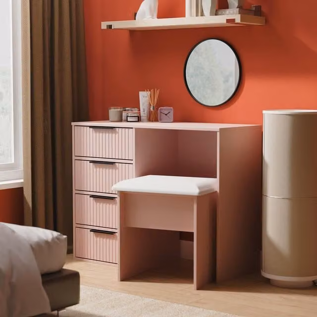 Ready Assembled 2 U Menai 4 Drawer Vanity in Dusty Pink – 1
