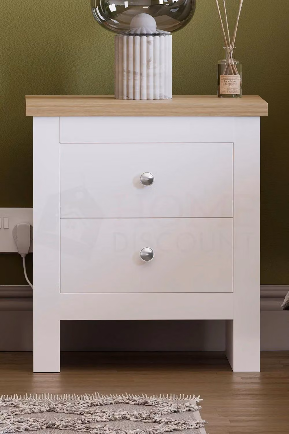 Vida Designs Arlington 2 Drawer Bedside Chest of Drawers in White – 3