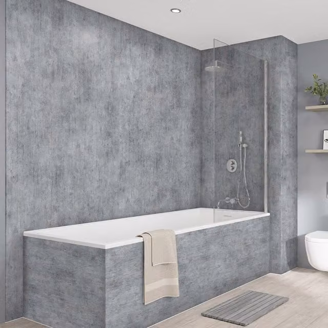 Wetwall Elite Double Post Formed Ravello Grey Stone Look Shower Wall Panel
