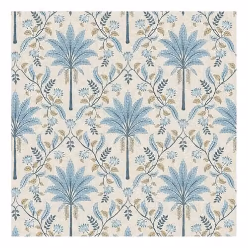 Holden Decor Palm Trellis Geometric Leaves Wallpaper in Blue