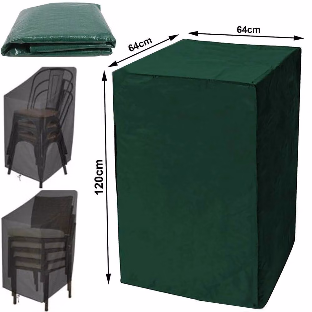 FLAVORA Green Water Repellent Garden Patio Stacking Dining Chair Cover – 2