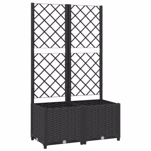 vidaXL Black Plastic Garden Planter Tub W/D/H: 80 x 40 x 136 cm