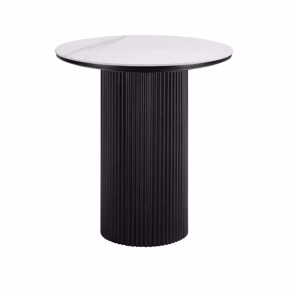 Home Detail Oscar Round Sintered Stone Japandi Side Table with Black Base in Multicolour – 2
