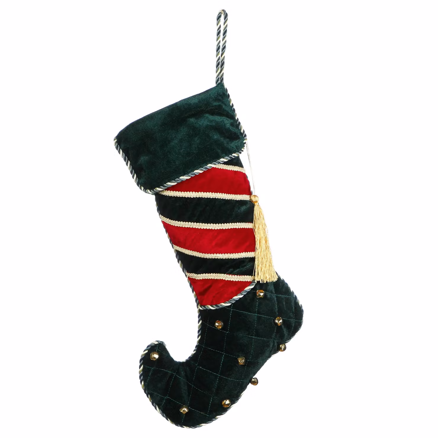 Dibor Set of 2 Green Jingle Bell Velvet Christmas Tree Decoration Gift Bags – 2
